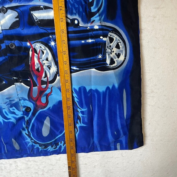 Urban Rags Clothing Inc Mens XL Graphic Button Up Shirt Dragon Car Flames - Picture 6 of 7